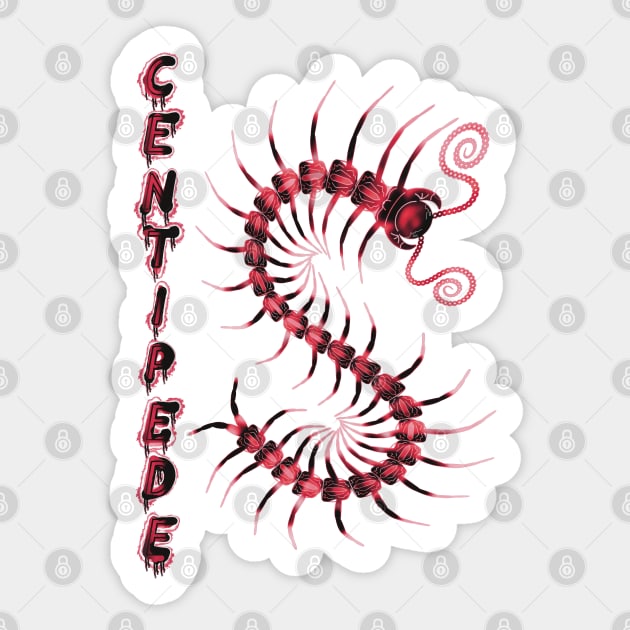 Red Centipede with Spray Paint Sticker by IgorAndMore